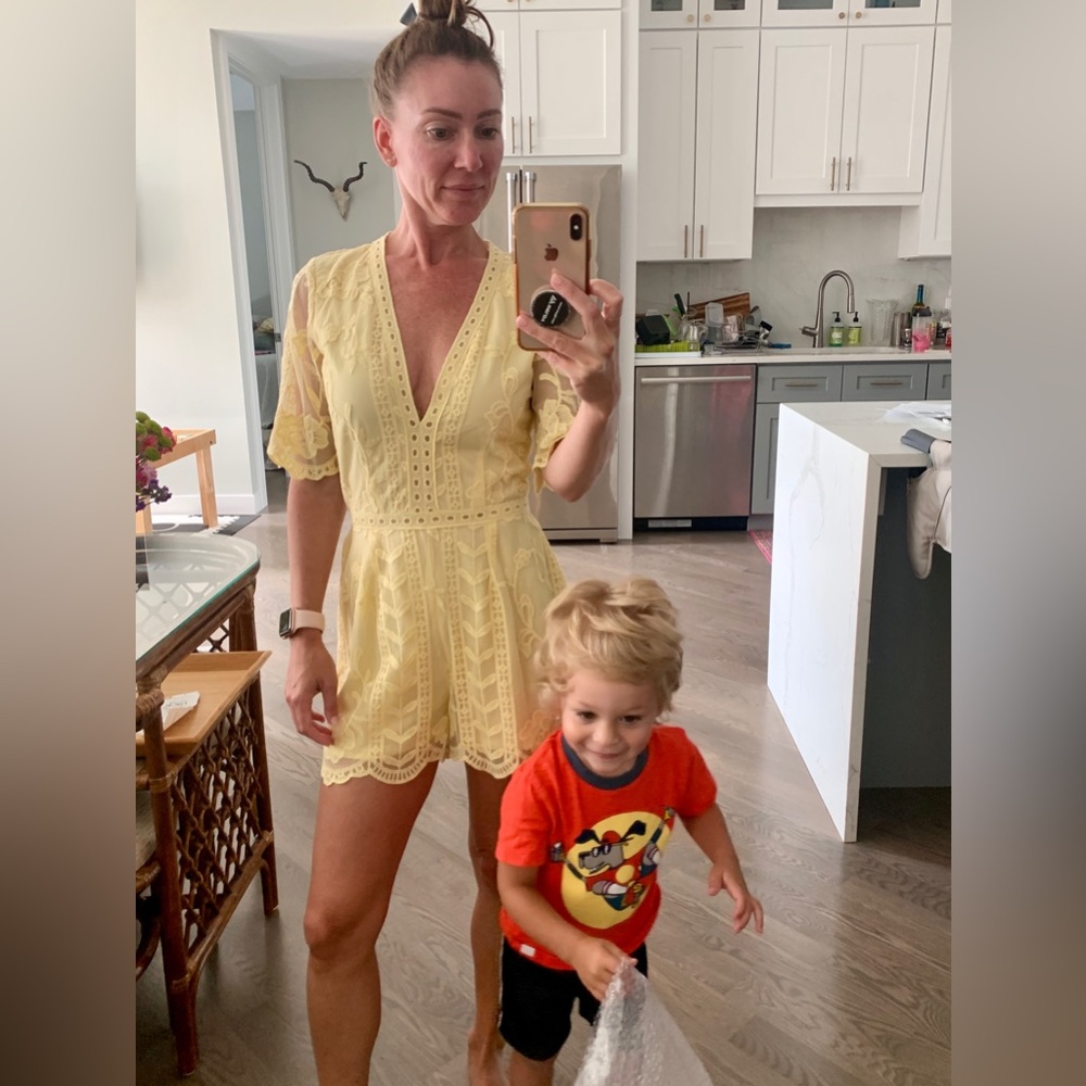 Yellow lace romper , only tried it  on but never worn it out